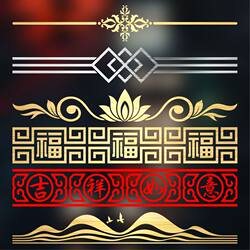 Golden red Chinese waistline anti-collision glass door tip sticker warning self-adhesive personalized decorative cabinet balcony door sticker