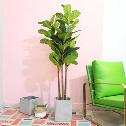 Nordic Artificial Ficus Lyrata Potted Plant, Living Room Floor-Standing Green Plant Decoration, Fake Tree Bonsai Plant, Indoor Large Ornament