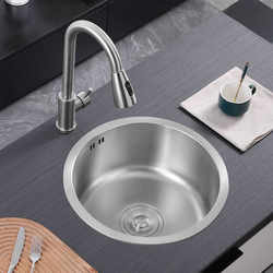 304 Stainless Steel Round Sink Mini Single Sink Bar Sink Balcony Washbasin Kitchen Sink Single Basin