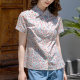 Fumu pure cotton short-sleeved shirt for women in summer florals and fresh shirt for summer clothes, small lapel tops for women in WZ1202-6N
