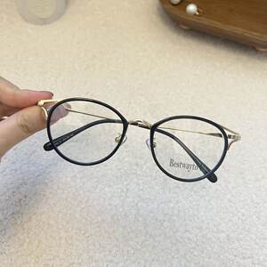 
The tide of the sea, cat eye round frame glasses frame, can be equipped with prescription frames, plain makeup, literary TR metal frames, cat ears