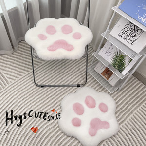 Cute cat claw chair pad footprint sofa cushion imitation rabbit hair computer casual chair stool pad dressing table carpet