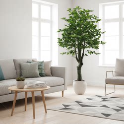 Resin Trunk Artificial Banyan Tree Potted Plant Nordic Minimalist Living Room Decoration Green Plant Indoor Artificial Floor-Standing Tree