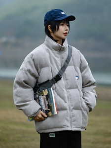 
cityboy winter Japanese thickened warm corduroy stand collar cotton coat men's college style female couple casual jacket