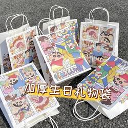 Japanese Crayon Shin-Chan Cartoon Tote Paper Bag Thickened White Kraft Paper Gift Bag Birthday Gift Packaging Bag