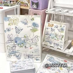 ins Line Art Hand-Drawn Butterfly Cute Cartoon Portable Niche Birthday Gift Gift Bag High-Quality Kraft Paper Bag