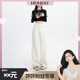 Loose wide-leg pants slim and drooping jeans white denim floor trousers 8912
