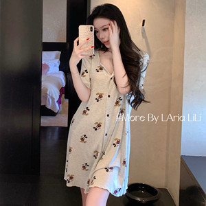 
LAria* Sexy Modal nightgown Summer New 2025 pajamas for women with high-end home clothes with breast pad