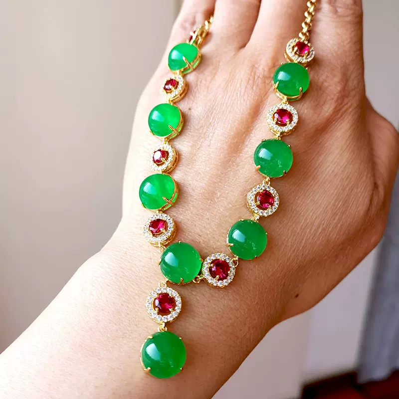 遊玩収集 本物翡翠 翠緑 細工打磨 腕輪 貴重品