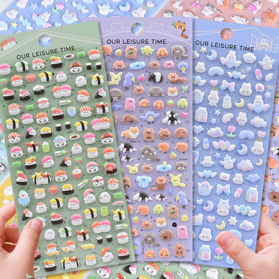 
Cute little nose ga three-dimensional bubble stickers children's food animal pattern boys and girls reward decoration stickers