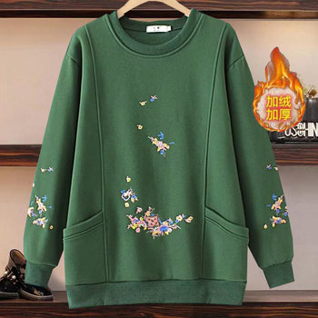 Long-sleeve embroidered cotton ethnic sweatshirt