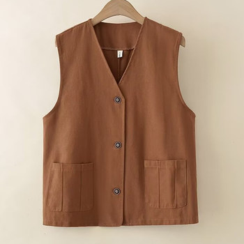 V-neck button pocket stylish horse clip vest
