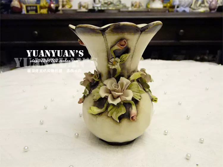 意大利产西洋vtg古董收藏capodimonte卡波迪蒙特立体瓷花朵小花瓶 意大利产西洋vtg古董收藏capodimonte卡波迪蒙特立体瓷花朵小花瓶