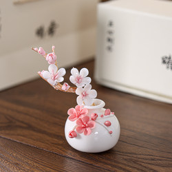 Ceramic Handcrafted Plum Blossom Vase, Jade Porcelain, Warm and Translucent, Small Fresh Flower Vessel, Gift Porcelain Ornament Vase