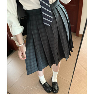 Hua Qianzhu original small pool plaid skirt jk uniform school supply sense a-line pleated skirt green plaid versatile jk skirt