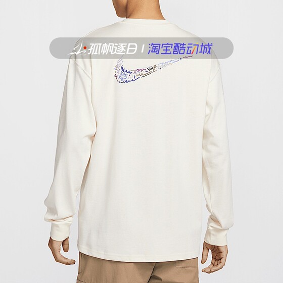 
NIKE Nike men's large hook print casual sports knitted round neck long-sleeved T-shirt HQ8166-901 234