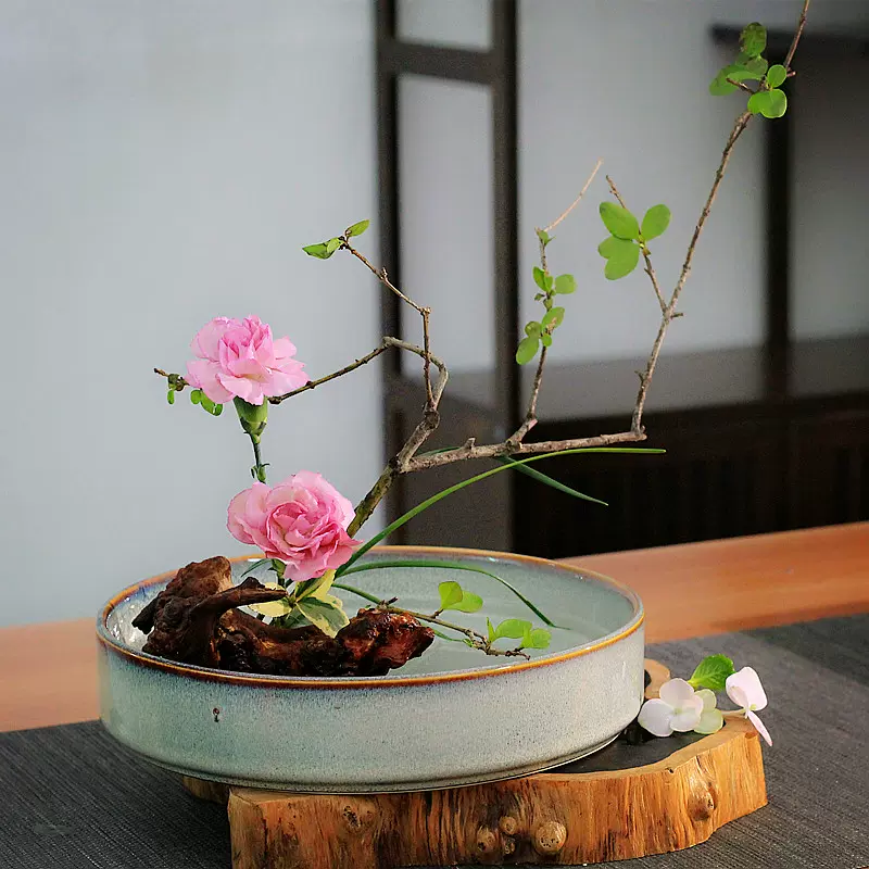 水仙鉢 禅意生け花器 水培陶磁 華道磁器 置物