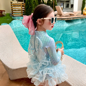 
Gardenia Growth Record Children's Clothing Girl Mermaid Long Sleeve Sun Protection Swimsuit Children's Baby One-piece Anti-Explosive Swimsuit