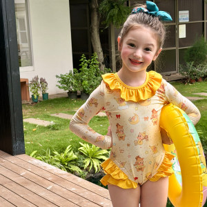 Gardenia's Growth Story Girls Cartoon Cute Sun Protection Swimsuit 2026 Summer Children's Ruffled Anti-Exposed Swimsuit