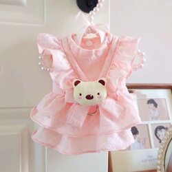 Pet Clothes for Cats, Teddy Dogs, Spring and Summer Outfits, Cute Princess Dresses, Female Dogs Can Be Attached to a Leash