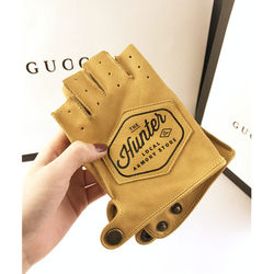 Slightly Flawed First-Layer Cowhide Half-Finger Gloves for Motorcycle, Retro Motorcycle, Men's Cycling, Fitness, Driving, Women's Genuine Leather Gloves