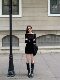MULVAN black knitted hip-covering skirt for women in autumn new high-waist anti-exposure small A-line skirt