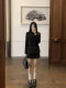 MULVAN black retro wool suit jacket for women in autumn and winter slim waist-hugging casual suit short wool coat