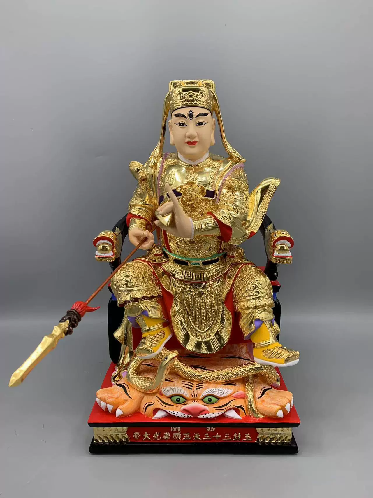 木雕神像定制孝子爷阴府神像九爷香樟木漆线雕精品手工90厘米