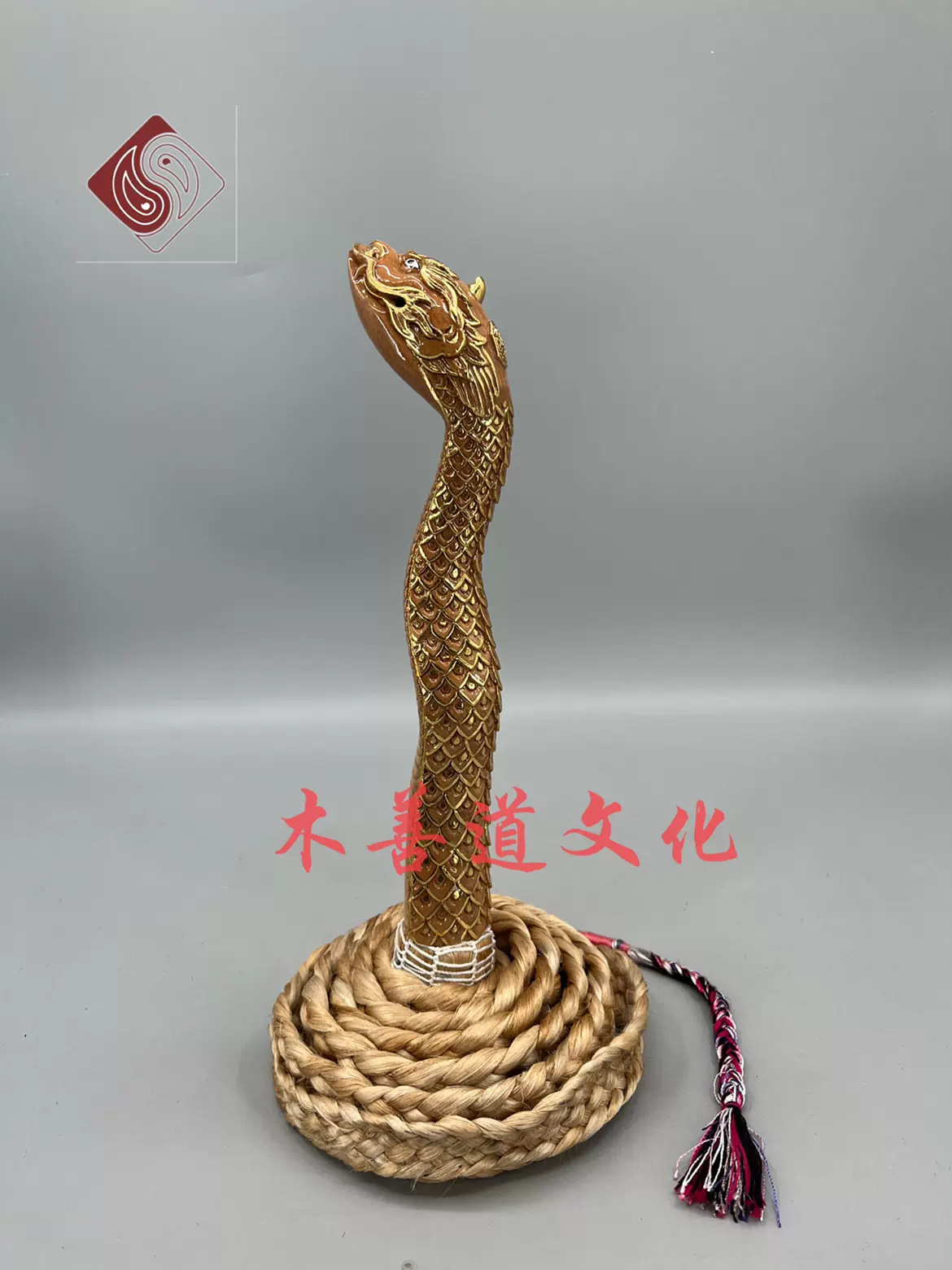 木雕金鞭圣者蛇头法鞭法索香樟木精雕描金8尺-Taobao