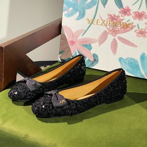 
Physical counter removal designer brand romantic sequined bow pumps women's all-match women's shoes 7962