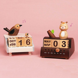 Taiwan Jeancard Senhuo Wooden Fun Music Box Perpetual Calendar Christmas Ornament Children's Birthday Gift