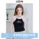Lecho suspender vest in summer new black and white contrasting three-dimensional letter functional style slim fit top

