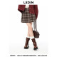 Lecho design pleated short skirt in autumn new checked skirt C2GEE3511
