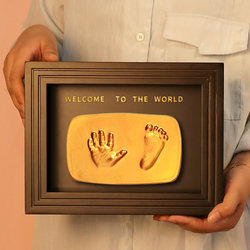 Baby Ink Pad for Handprints and Footprints, One-Year-Old and Hundred-Day Ceremony, Newborn Baby Umbilical Cord, Newborn Girl, Colored Solid Wood Photo Frame