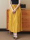 Elastic waist and gentle and versatile style summer double-layer A-line ramie skirt high waist covering flesh to make you look slim and big hem skirt