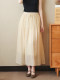 Elastic waist and gentle and versatile style summer double-layer A-line ramie skirt high waist covering flesh to make you look slim and big hem skirt