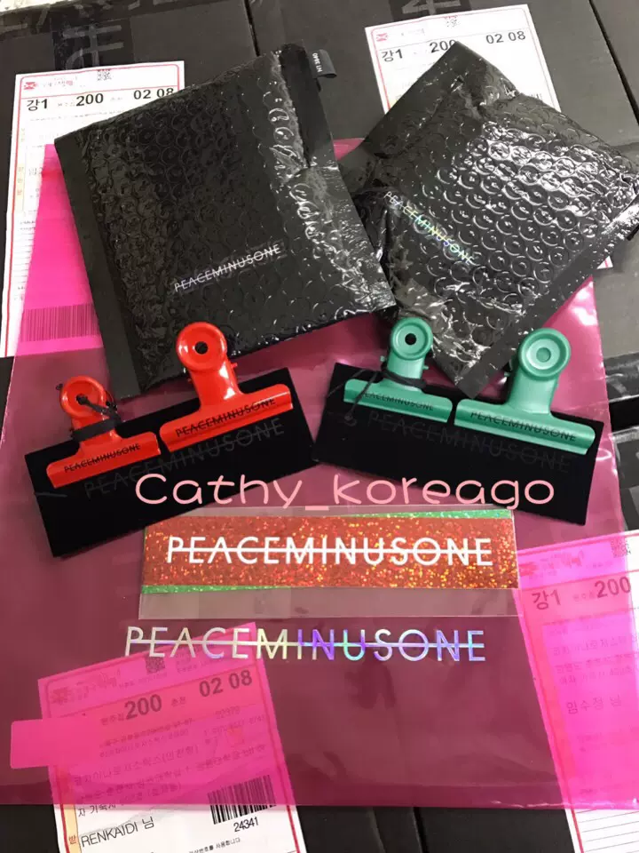 peaceminusone韩国官网代购pmo pack 1#圣诞红夹子绿夹子贴纸-Taobao