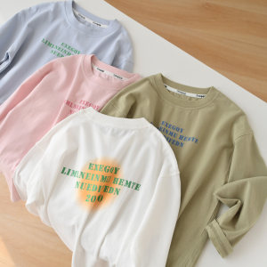 
170 medium-sized children's pure cotton long-sleeved base shirt for boys and girls round neck T-shirt autumn clothes for spring and autumn children's clothing