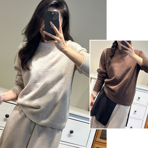 
Welfare is no benefit, women's round neck sweater, solid color pullover sweater, autumn and winter style, women's clothing