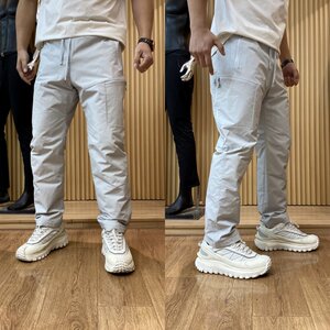 3D vertical cutting design! 90 white duck down filling! Trendy winter warm workwear straight down pants for men and women for couples