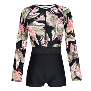 
Hot spring belly-covering conservative long-sleeved large-size swimsuit