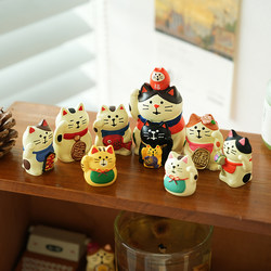 Small Days Never End Japanese-Style Lucky Cat Resin Desktop Ornament Office Healing Cute Decoration Gift