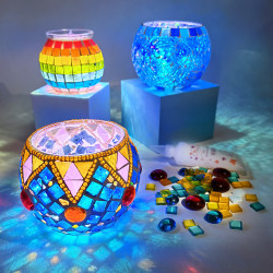 DIY Candle Holder Glass Cup Mosaic Lamp Vase Materials Handmade Parent-Child Educational Toys Creative Gift Lamp
