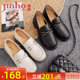 Golden Monkey 2025 spring and autumn new retro British style leather shoes for women flat loafers lazy doodle single shoes
