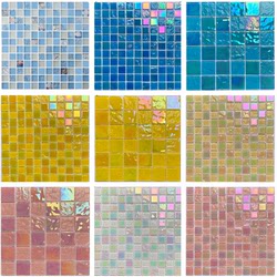 Colorful Blue Shell Crystal Glass Mosaic Swimming Pool Fish Pond Balcony Bathroom Mediterranean Style Decoration