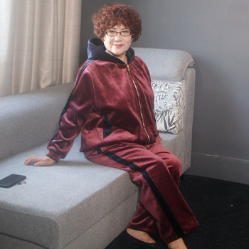 Winter plus velvet and thickened large size fat mother warm suit