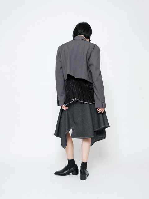 HIGHLIGHT plus points 21AW fashionable battle, wrinkled splicing short ...