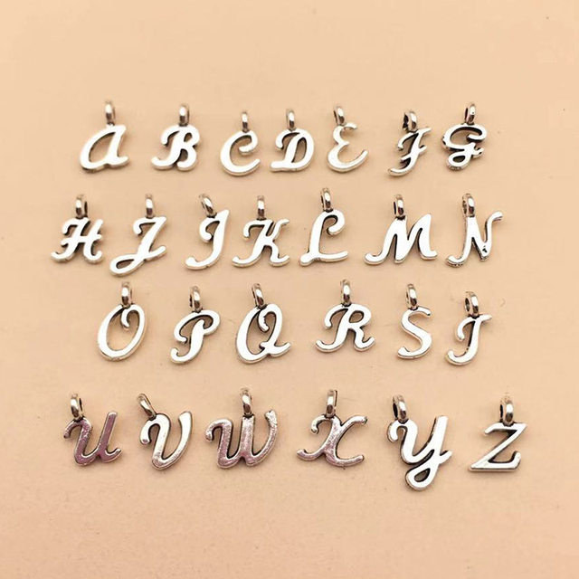 30 ancient silver English Arab English letters pendant pendant handmade DIY necklace handchain jewelry accessories