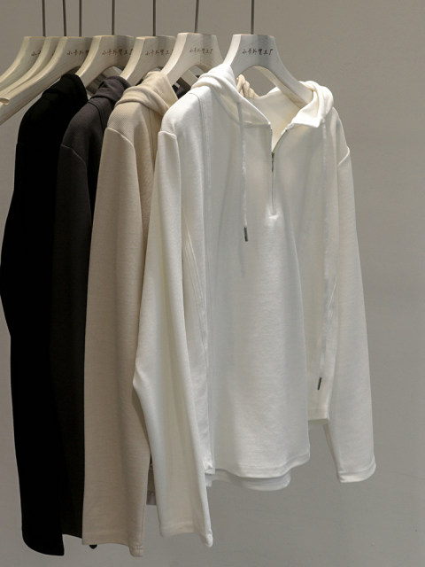 Good products are highly recommended ~ 2024 early spring Korean version solid color semi-zipper hoodie for women versatile casual bottoming shirt top