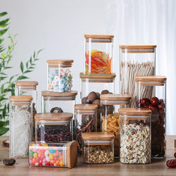 Square high borosilicate glass sealed jar household coffee bean storage jar kitchen seasoning bottle storage jar sealed jar